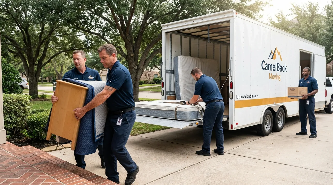 Crew loading residential truck for cross-state move from Pigeon, MI